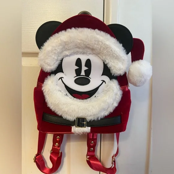 DISNEY BACKPACK! Limited Edition velvet Santa Mickey backpack. PHOTOS: New Mickey Santa and Disney Holiday Snacks Loungefly  main image 3